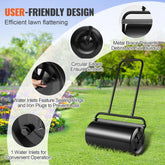 Lawn Roller 13 Gallon Sand or Water Filled Steel Sod Roller with Easy Turn Plug and U Shaped Handle for Lawn Garden Farm and Park Black